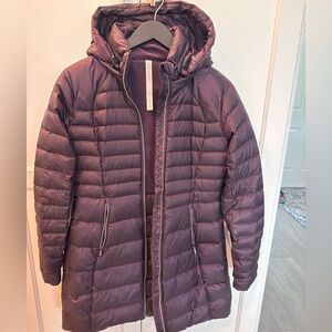 FREE matching gloves with this lululemon black cherry knee length jacket